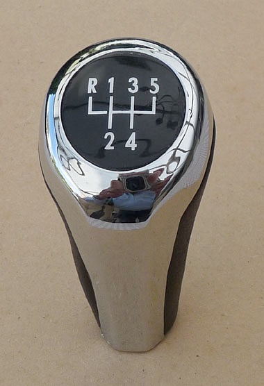 versnellingspook BMW chroom/leder, 5-versn. , aftermarket product